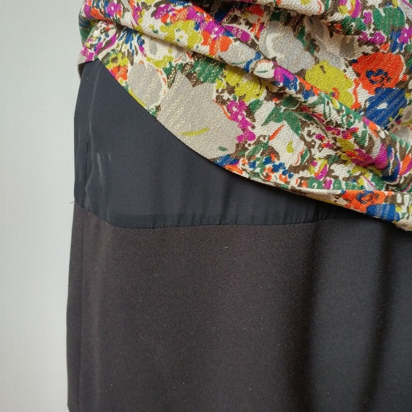 Gold metallic stripe and floral shift dress, XS - Picture 5 of 6